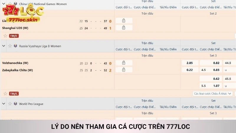 Cá cược bóng chuyền 777loc - Bắt kèo mọi giải đấu lớn 3 Lý do nên tham gia cá cược trên 777loc