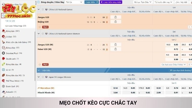 Cá cược bóng chuyền 777loc - Bắt kèo mọi giải đấu lớn 4 Mẹo chốt kèo cực chắc tay