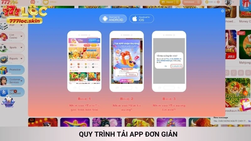 Tải app 777loc (iOS/Android) | Trải nghiệm cá cược mượt mà 1 Quy trình tải app đơn giản
